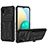 Silicone Matte Finish and Plastic Back Cover Case with Stand YF1 for Samsung Galaxy M02