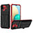 Silicone Matte Finish and Plastic Back Cover Case with Stand YF1 for Samsung Galaxy M02