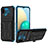 Silicone Matte Finish and Plastic Back Cover Case with Stand YF1 for Samsung Galaxy M02 Blue