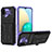 Silicone Matte Finish and Plastic Back Cover Case with Stand YF1 for Samsung Galaxy M02 Purple