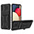 Silicone Matte Finish and Plastic Back Cover Case with Stand YF1 for Samsung Galaxy M02s Black