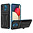 Silicone Matte Finish and Plastic Back Cover Case with Stand YF1 for Samsung Galaxy M02s Blue