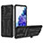 Silicone Matte Finish and Plastic Back Cover Case with Stand YF1 for Samsung Galaxy S20 FE (2022) 5G Black