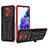 Silicone Matte Finish and Plastic Back Cover Case with Stand YF1 for Samsung Galaxy S20 FE 4G Red