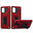 Silicone Matte Finish and Plastic Back Cover Case with Stand YF2 for Samsung Galaxy S20 Plus Red