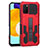 Silicone Matte Finish and Plastic Back Cover Case with Stand ZJ1 for Samsung Galaxy A02s Red