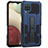 Silicone Matte Finish and Plastic Back Cover Case with Stand ZJ1 for Samsung Galaxy A12 5G Blue
