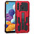 Silicone Matte Finish and Plastic Back Cover Case with Stand ZJ1 for Samsung Galaxy A21 Red