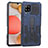 Silicone Matte Finish and Plastic Back Cover Case with Stand ZJ1 for Samsung Galaxy A42 5G Blue