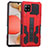 Silicone Matte Finish and Plastic Back Cover Case with Stand ZJ1 for Samsung Galaxy A42 5G Red