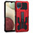 Silicone Matte Finish and Plastic Back Cover Case with Stand ZJ1 for Samsung Galaxy F12 Red