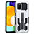 Silicone Matte Finish and Plastic Back Cover Case with Stand ZJ1 for Samsung Galaxy M02s White