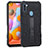 Silicone Matte Finish and Plastic Back Cover Case with Stand ZJ1 for Samsung Galaxy M11 Black