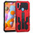 Silicone Matte Finish and Plastic Back Cover Case with Stand ZJ1 for Samsung Galaxy M11 Red