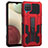 Silicone Matte Finish and Plastic Back Cover Case with Stand ZJ1 for Samsung Galaxy M12 Red