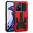 Silicone Matte Finish and Plastic Back Cover Case with Stand ZJ1 for Xiaomi Mi 11T Pro 5G Red