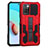 Silicone Matte Finish and Plastic Back Cover Case with Stand ZJ1 for Xiaomi Redmi 10 4G Red