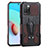 Silicone Matte Finish and Plastic Back Cover Case with Stand ZJ2 for Xiaomi Redmi Note 11 4G (2021) Brown