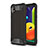 Silicone Matte Finish and Plastic Back Cover Case WL1 for Samsung Galaxy A01 Core Black