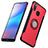 Silicone Matte Finish and Plastic Back Cover with Finger Ring Stand for Huawei Nova 3e Red