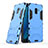 Silicone Matte Finish and Plastic Back Cover with Stand for Samsung Galaxy A8+ A8 Plus (2018) Duos A730F Blue