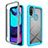 Silicone Transparent Frame Case Cover 360 Degrees for Motorola Moto E20 Cyan