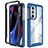 Silicone Transparent Frame Case Cover 360 Degrees for Motorola Moto Edge Plus (2022) 5G Blue