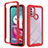 Silicone Transparent Frame Case Cover 360 Degrees for Motorola Moto G10 Power Red