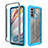 Silicone Transparent Frame Case Cover 360 Degrees for Motorola Moto G60 Cyan