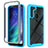 Silicone Transparent Frame Case Cover 360 Degrees for Motorola Moto One Fusion Cyan