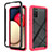 Silicone Transparent Frame Case Cover 360 Degrees JX1 for Samsung Galaxy A03s Hot Pink