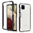 Silicone Transparent Frame Case Cover 360 Degrees JX1 for Samsung Galaxy M12 Black