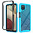 Silicone Transparent Frame Case Cover 360 Degrees JX2 for Samsung Galaxy A12 5G Sky Blue