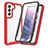 Silicone Transparent Frame Case Cover 360 Degrees M01 for Samsung Galaxy S21 FE 5G Red