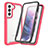 Silicone Transparent Frame Case Cover 360 Degrees M01 for Samsung Galaxy S22 Plus 5G Hot Pink