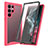 Silicone Transparent Frame Case Cover 360 Degrees M03 for Samsung Galaxy S24 Ultra 5G Hot Pink