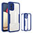 Silicone Transparent Frame Case Cover 360 Degrees MJ1 for Samsung Galaxy F02S SM-E025F Blue