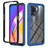 Silicone Transparent Frame Case Cover 360 Degrees YB1 for Oppo F19 Pro Blue