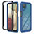 Silicone Transparent Frame Case Cover 360 Degrees YB1 for Samsung Galaxy A12 Nacho Blue