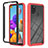 Silicone Transparent Frame Case Cover 360 Degrees YB1 for Samsung Galaxy A21s Red