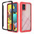 Silicone Transparent Frame Case Cover 360 Degrees YB1 for Samsung Galaxy A51 4G Red