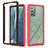 Silicone Transparent Frame Case Cover 360 Degrees YB1 for Samsung Galaxy Note 20 5G Red