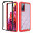 Silicone Transparent Frame Case Cover 360 Degrees YB1 for Samsung Galaxy S20 FE (2022) 5G Red