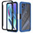 Silicone Transparent Frame Case Cover 360 Degrees YB2 for Motorola Moto G50 5G Blue