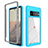 Silicone Transparent Frame Case Cover 360 Degrees ZJ1 for Google Pixel 6 Pro 5G Sky Blue