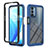 Silicone Transparent Frame Case Cover 360 Degrees ZJ1 for Oppo A54 5G Blue