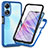 Silicone Transparent Frame Case Cover 360 Degrees ZJ1 for Oppo A58 5G Blue