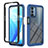 Silicone Transparent Frame Case Cover 360 Degrees ZJ1 for Oppo A74 5G Blue