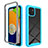 Silicone Transparent Frame Case Cover 360 Degrees ZJ1 for Samsung Galaxy A03 Sky Blue