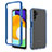 Silicone Transparent Frame Case Cover 360 Degrees ZJ1 for Samsung Galaxy A04s Blue